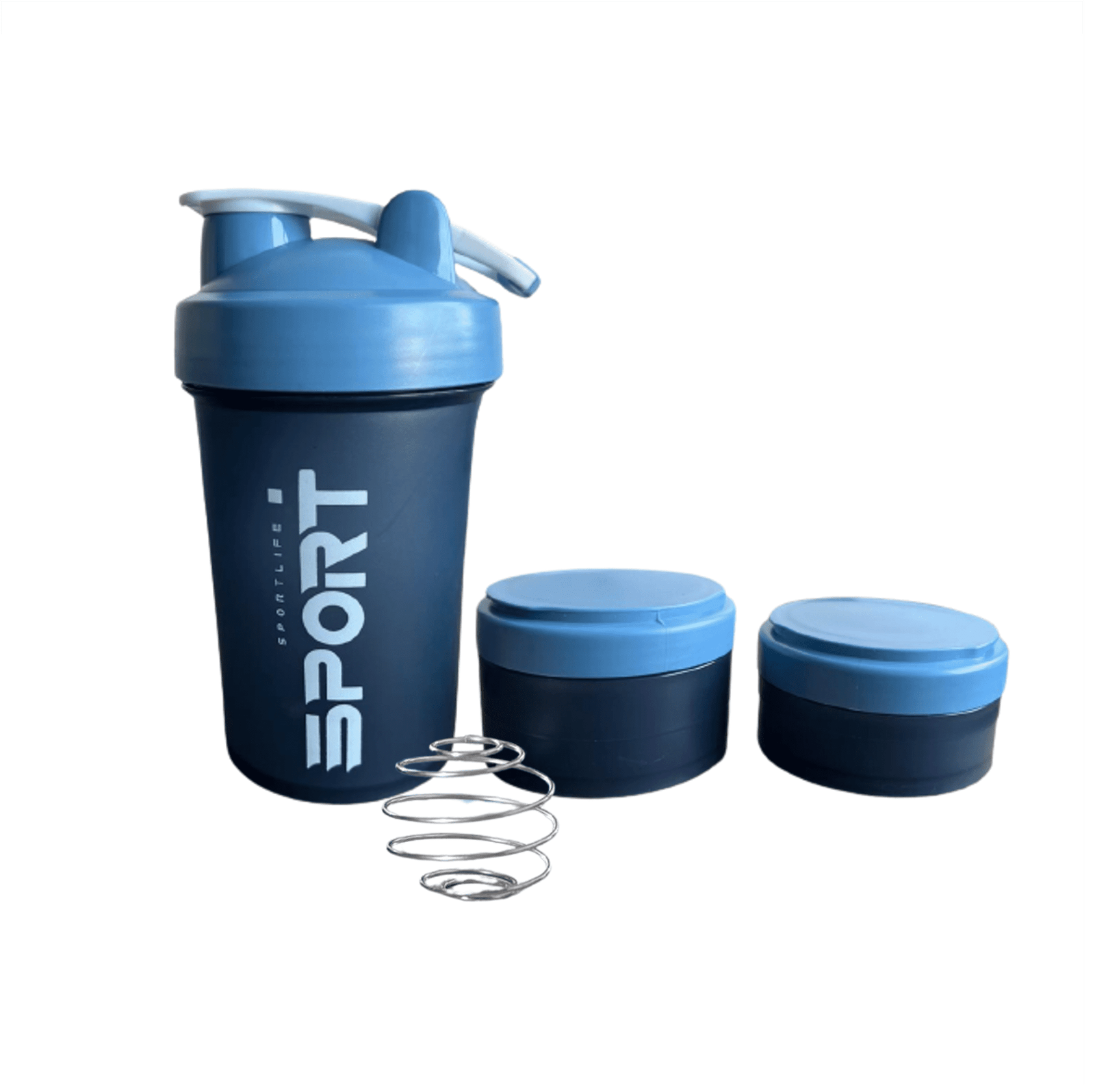 Vaso Proteina Botella Azul Shaker Para Batido Botella Gym 3 En 1