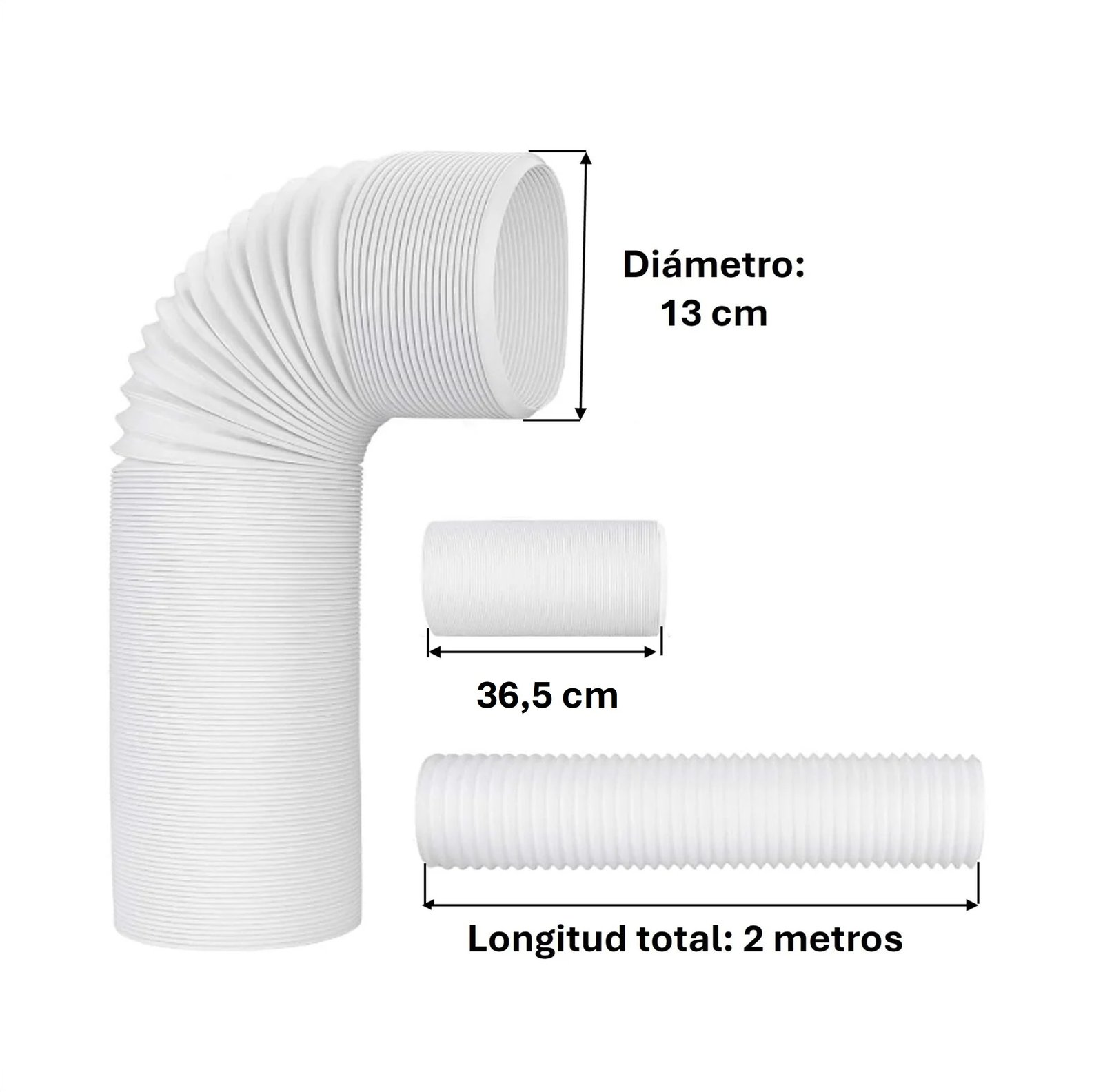 Tubo Vapor Rígido Para Aire Acondicionado Corrugado 13cm x 2 metros