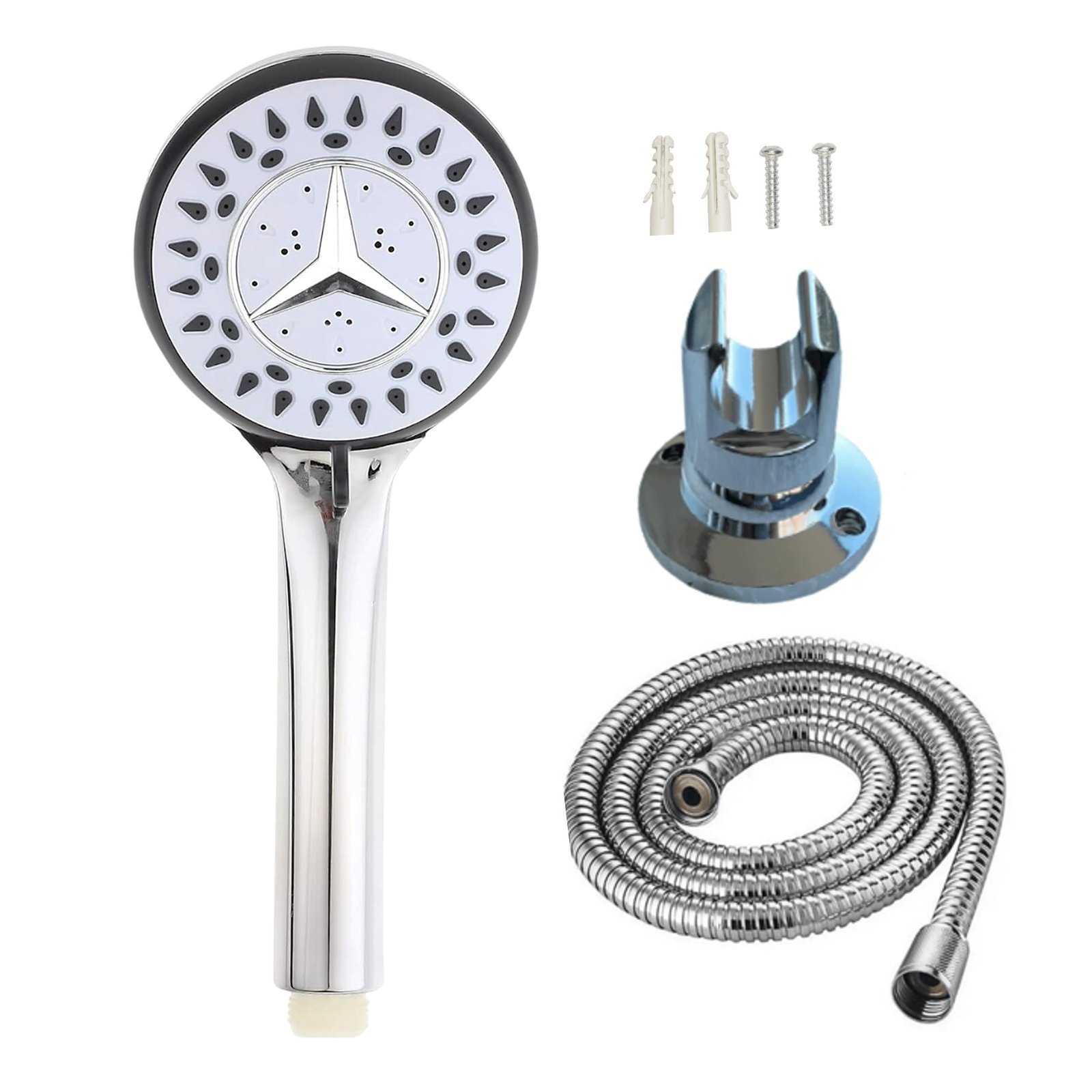 Set Manguera Flexible 2 m + Soporte de Ducha + Mango de Ducha Challa - Blanco