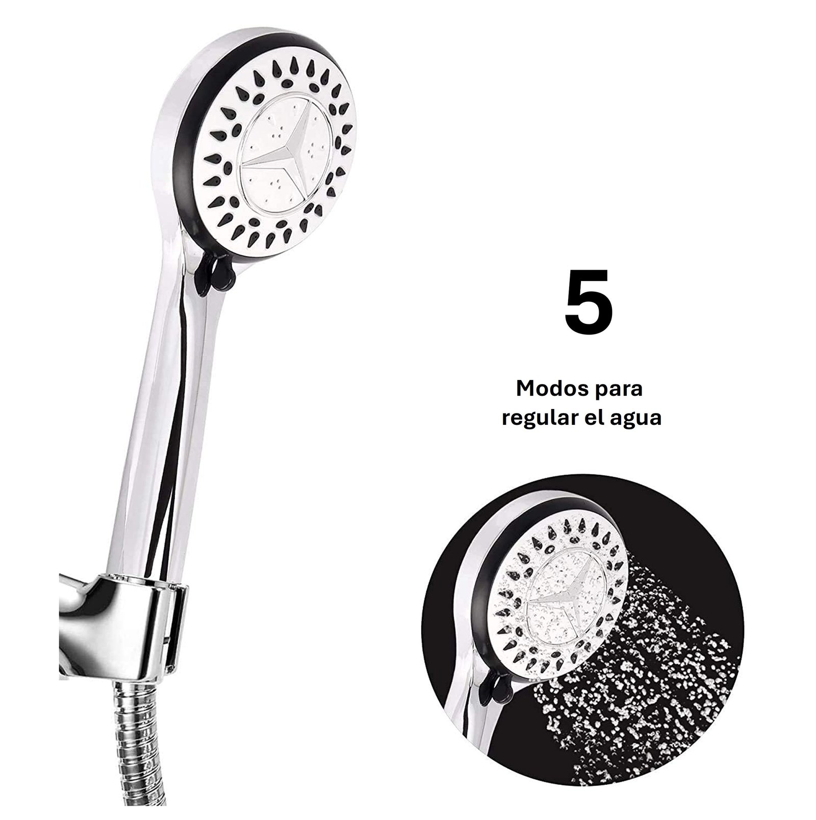 Set Manguera Flexible 2 m + Soporte de Ducha + Mango de Ducha Challa - Blanco