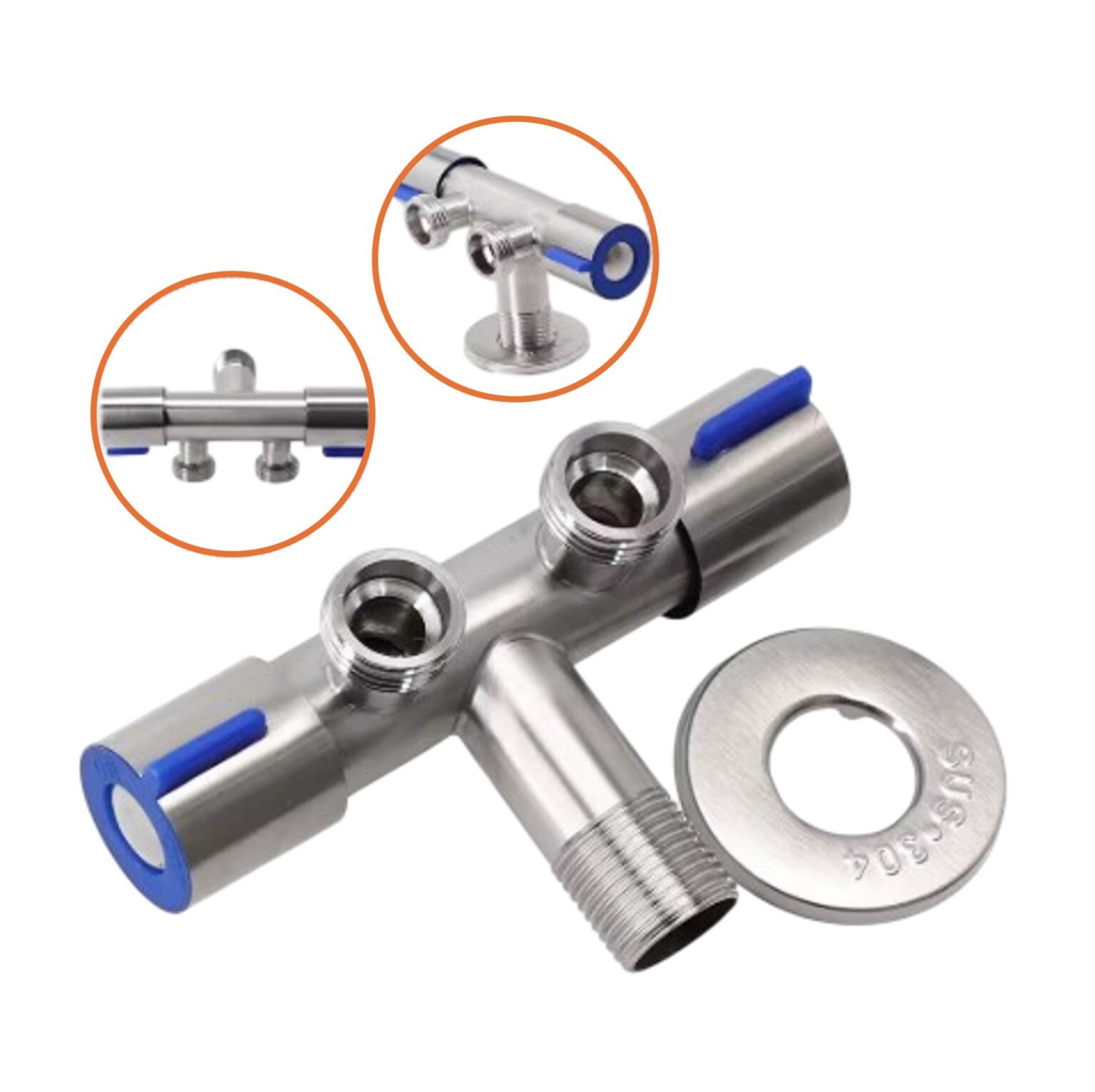 Llave angular doble 1 2 de acero inoxidable my home solutions