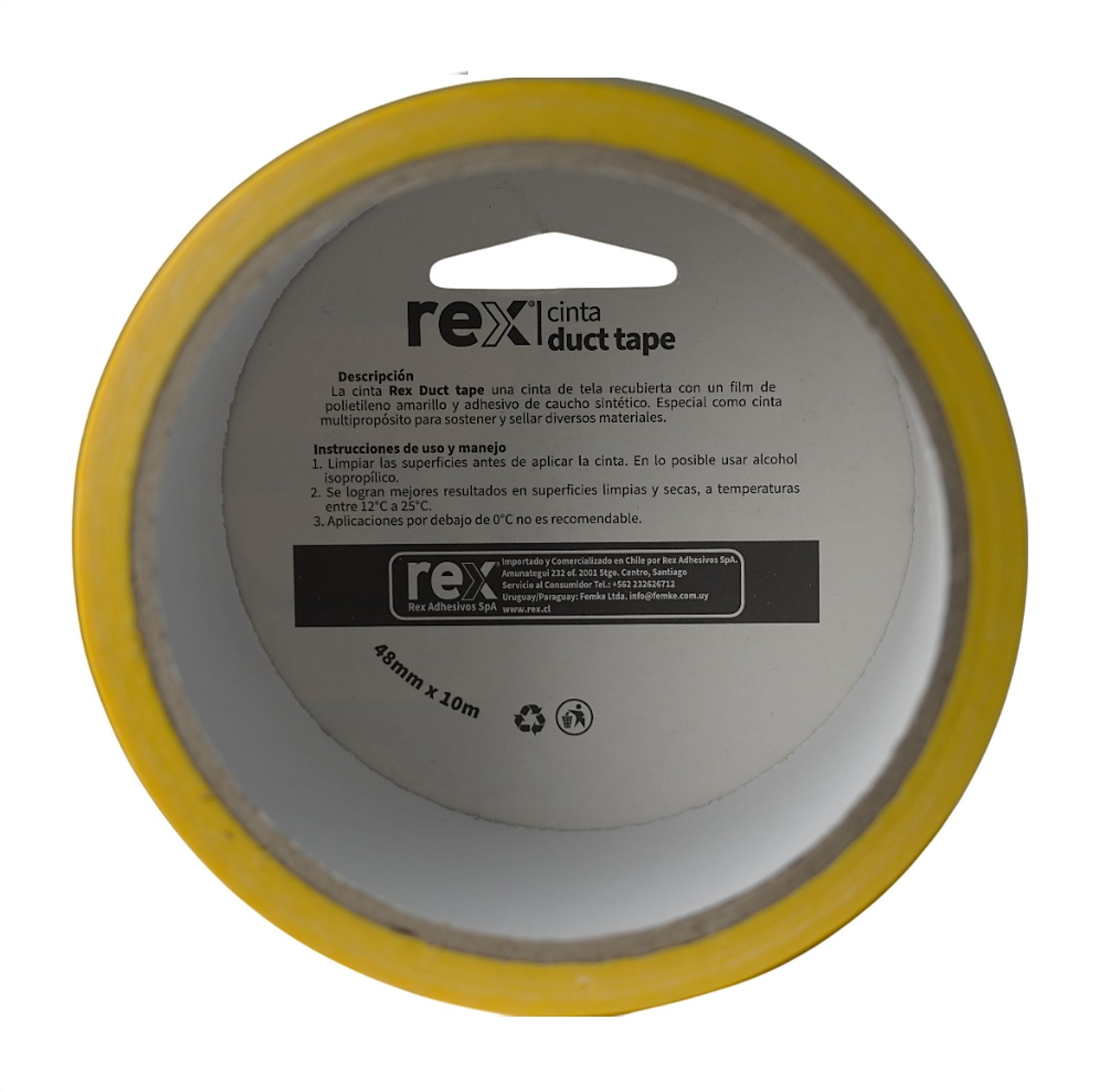 Cinta Adhesiva Duct Tape 48mm x 10m Amarilla