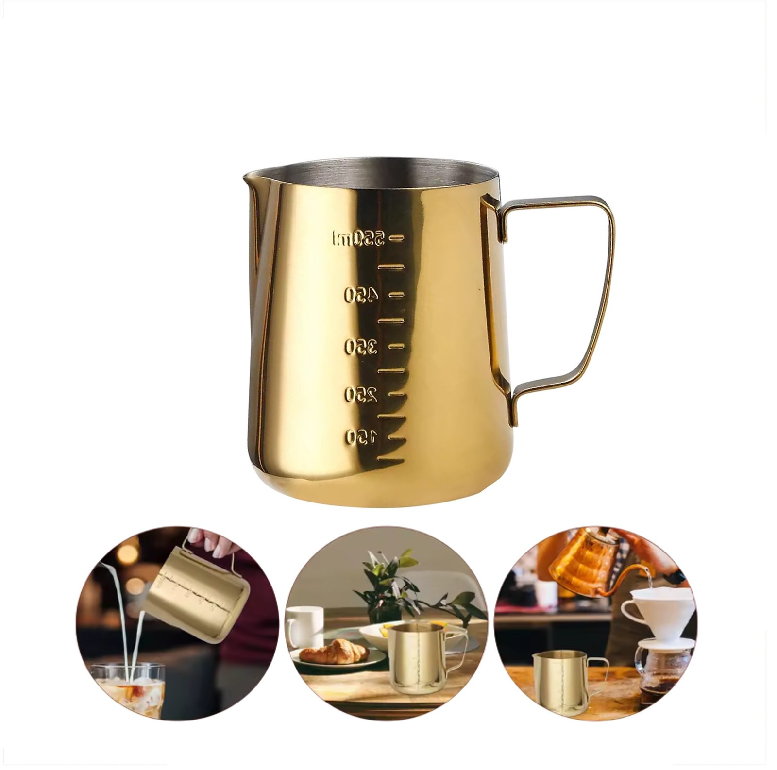 Lechero Jarro de Leche Acero Inoxidable 550 ml Dorado