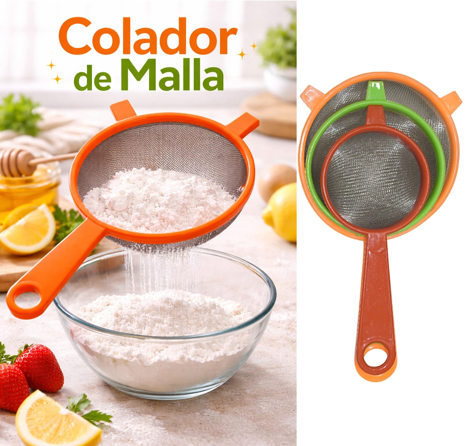 Colador De Jugo De Malla fina - Set De 3