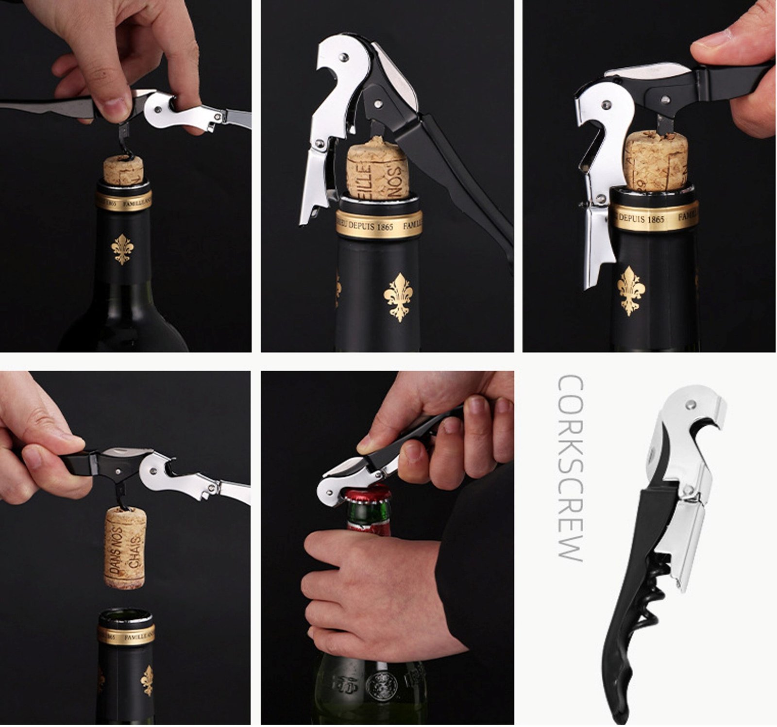Sacacorchos Descorchador Abrebotellas Manual Dos tiempos