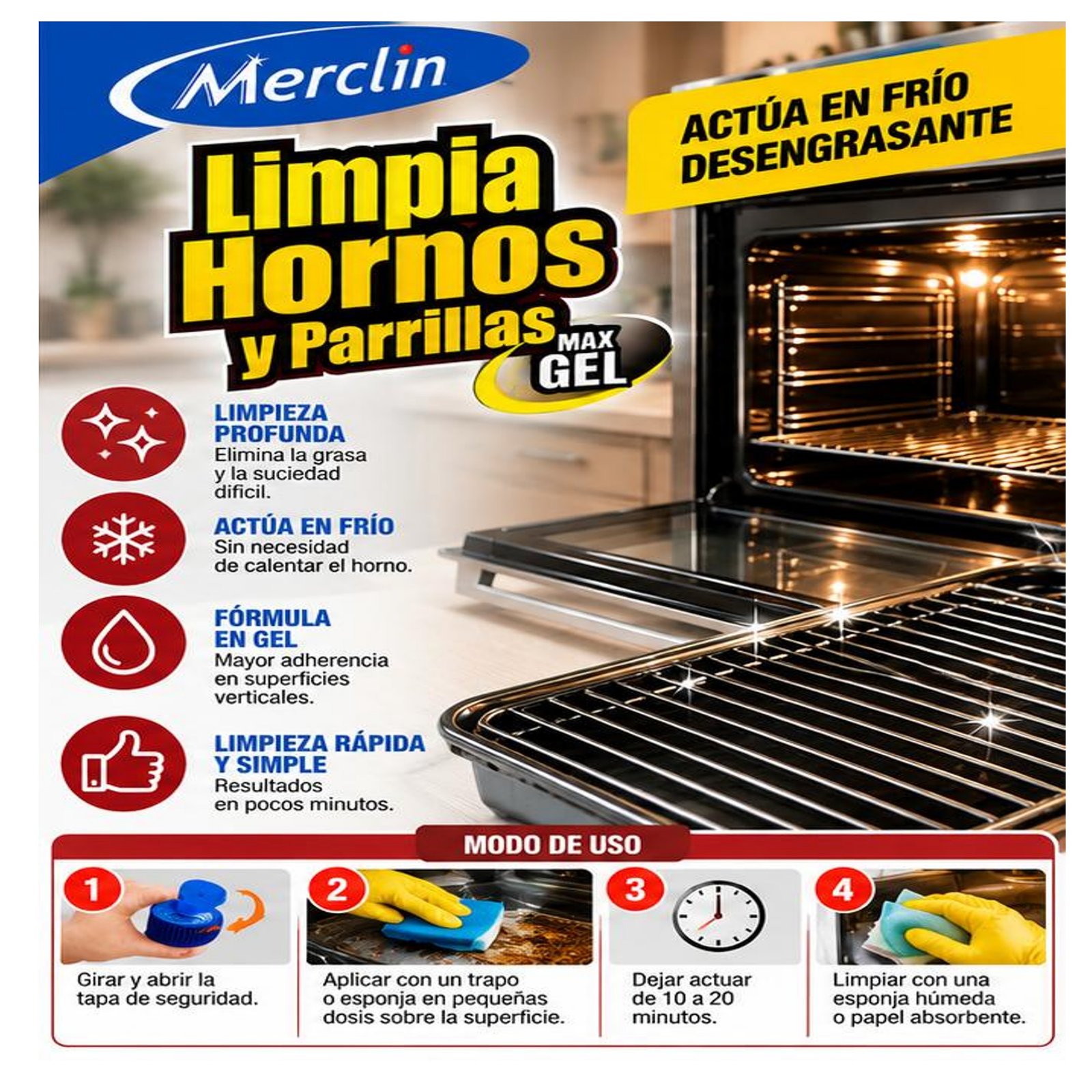Limpiador de Hornos y Parrillas Max Gel 500 ml - Merclin