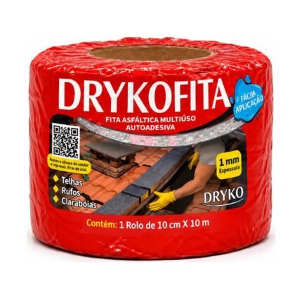 Cinta Asfáltica Adhesiva Multiuso y Tapagoteras DRYKOFITA 10 cm x 10 mt - Aluminizada