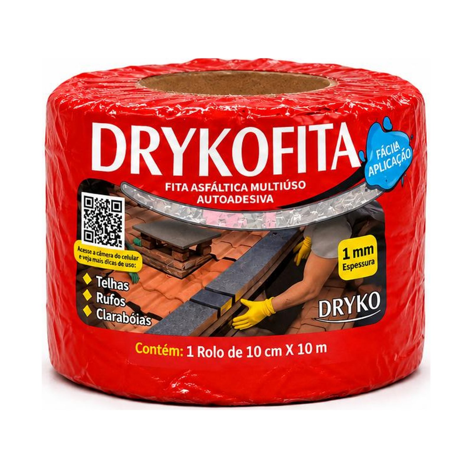Cinta Asfáltica Adhesiva Multiuso y Tapagoteras DRYKOFITA 10 cm x 10 mt - Aluminizada