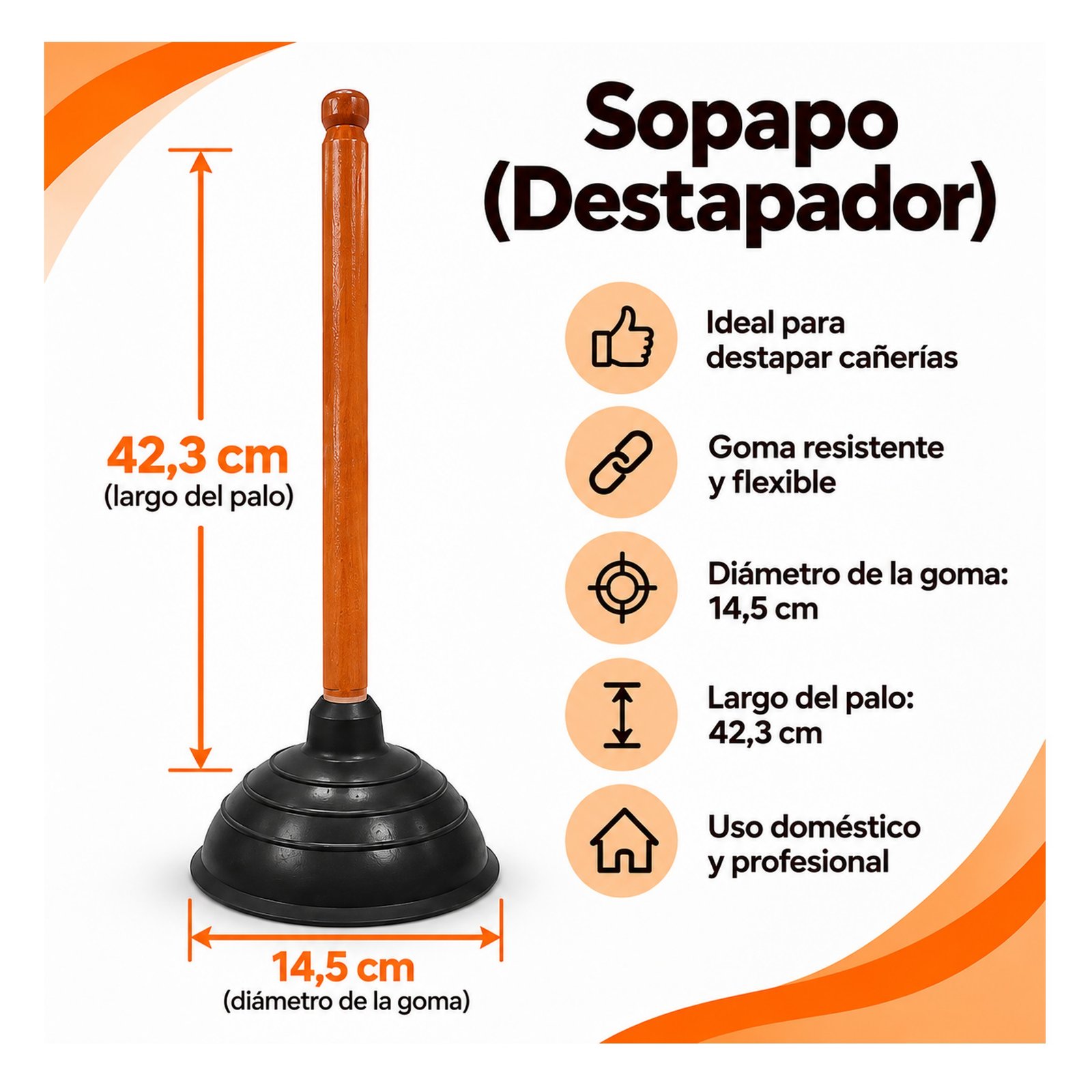 Sopapo Destapador con Mango de Madera